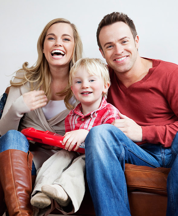 Young family smiling